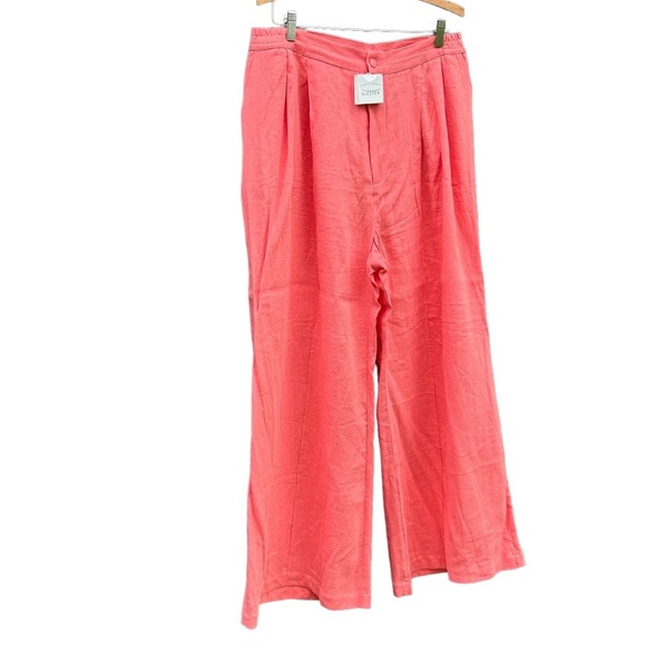 SLEEPER Women's Size‎ XL Coral Dynasty Linen High Rise Wide Leg Pants - Picture 3 of 13